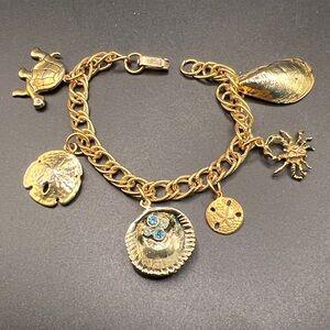 Vintage Gold Tone Charm Bracelet
